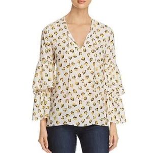 Kobi Halperin Savanna Split-neck Floral Silk Top